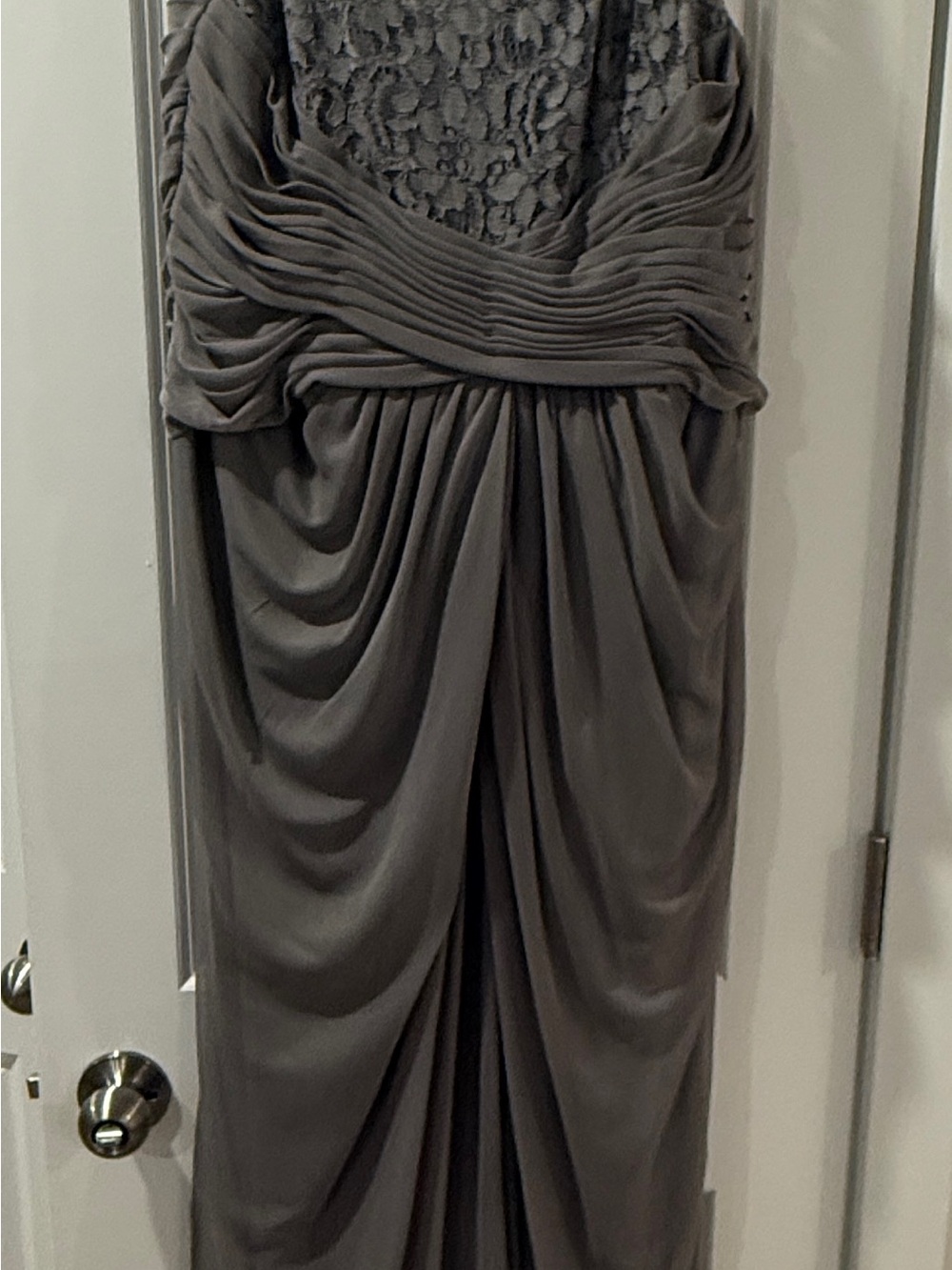 David’s Bridal Gray Lace Ruched Brudesmaid Gown Size 16